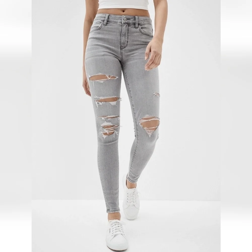 American Eagle  Grey Next Level Stretch Hi Rise Jegging